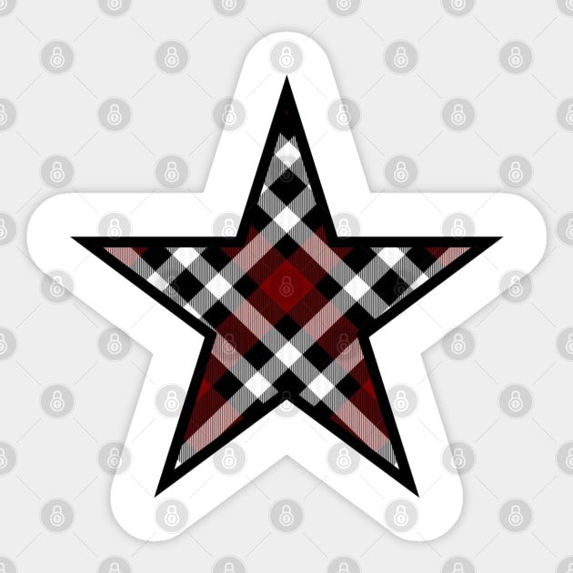 Star design filled with a classic red and black plaid Sticker by Dreamscapes